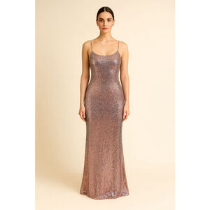 Betsy & Adam Pink Sequin Spaghetti Strap Dress Size 4